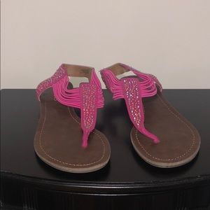 Pink Studded Leather Sandals